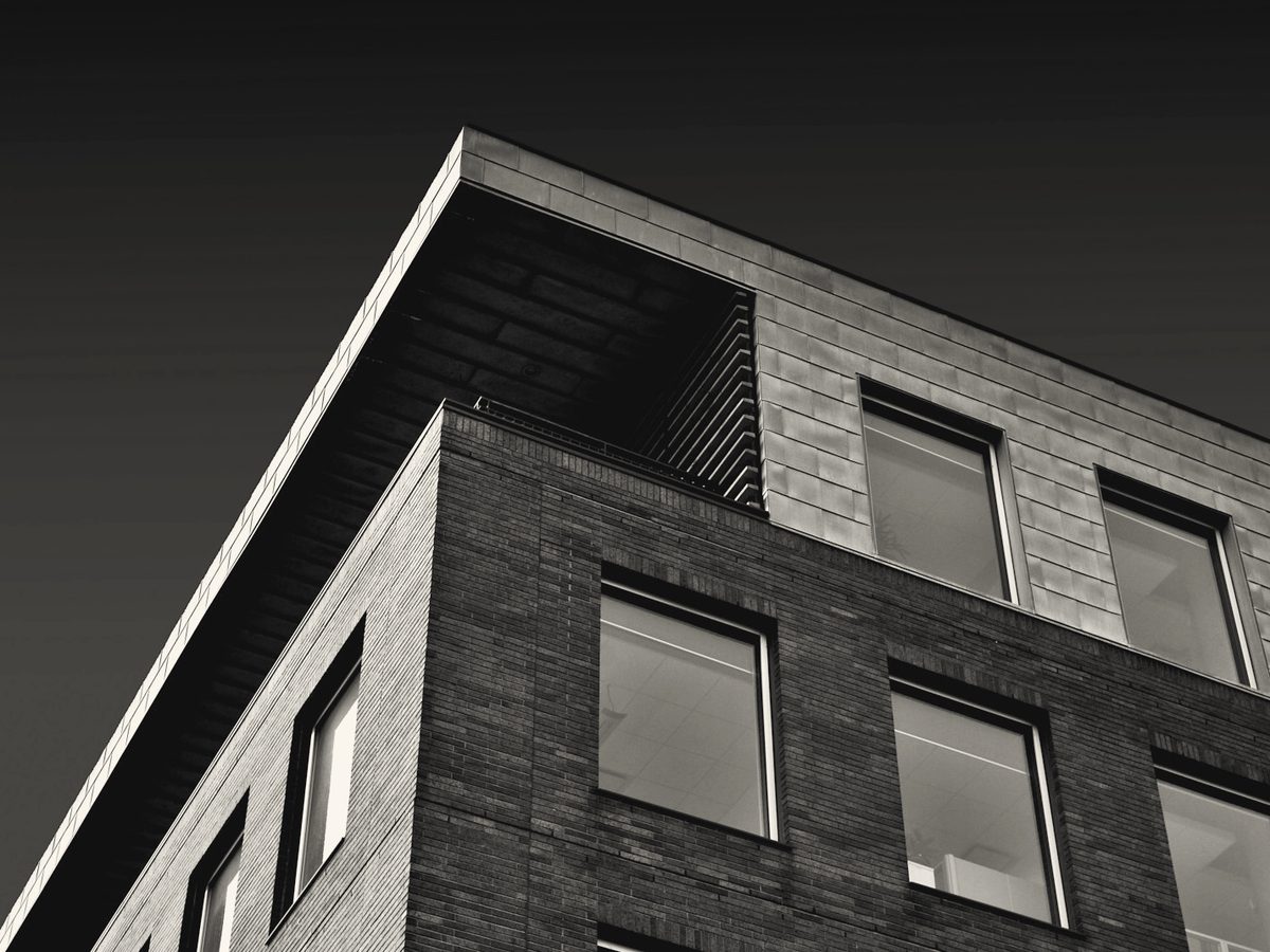 Commercial brick building exterior